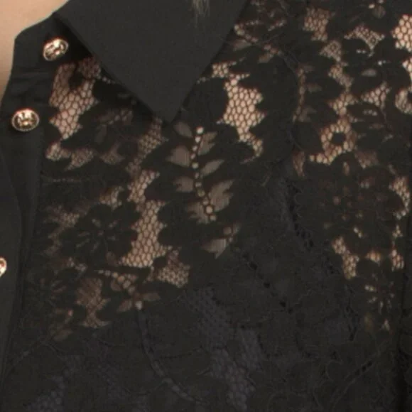 GEMMA+ JANE Embellished Button Down Lace Blouse - Picture 3 of 3